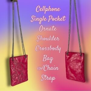 Studded Single Pocket Ornate Shoulder
Crossbody Bag Chain Strap Hot Coral Pink